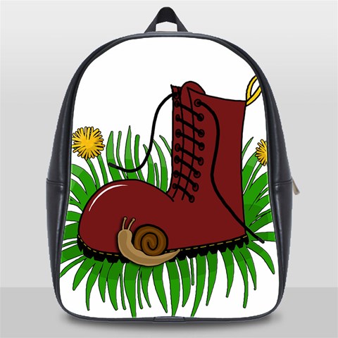 Boot in the grass School Bags (XL)  from ArtsNow.com Front