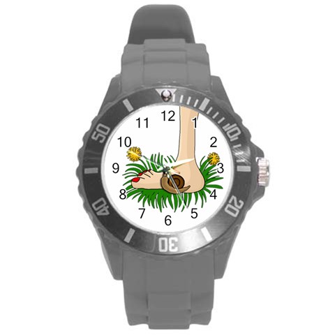 Barefoot in the grass Round Plastic Sport Watch (L) from ArtsNow.com Front