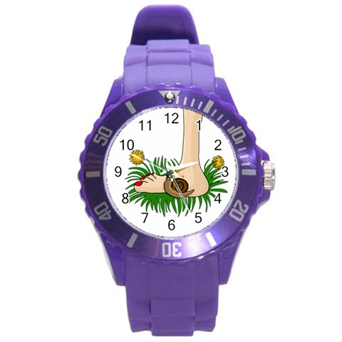 Barefoot in the grass Round Plastic Sport Watch (L) from ArtsNow.com Front