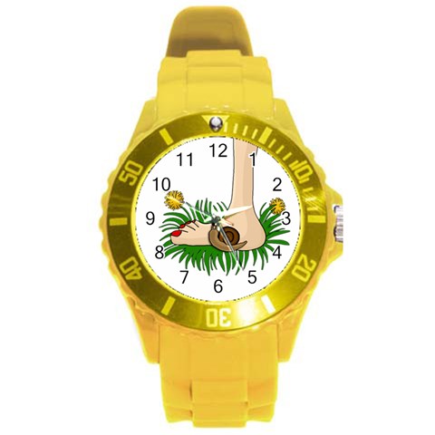 Barefoot in the grass Round Plastic Sport Watch (L) from ArtsNow.com Front