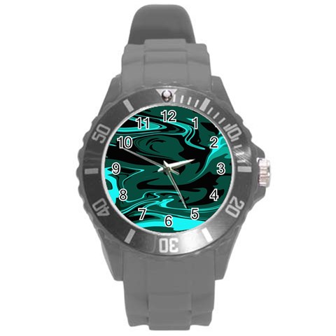 Hauntedlagoon Round Plastic Sport Watch (L) from ArtsNow.com Front