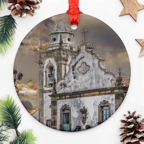 Exterior Facade Antique Colonial Church Olinda Brazil Ornament (Round)  from ArtsNow.com Front