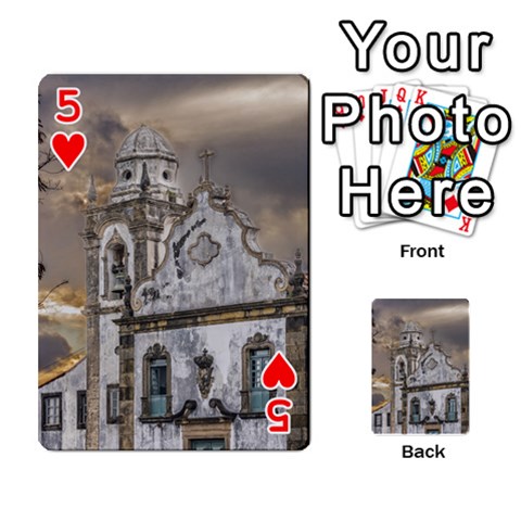 Exterior Facade Antique Colonial Church Olinda Brazil Playing Cards 54 Designs  from ArtsNow.com Front - Heart5