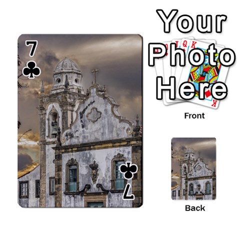 Exterior Facade Antique Colonial Church Olinda Brazil Playing Cards 54 Designs  from ArtsNow.com Front - Club7