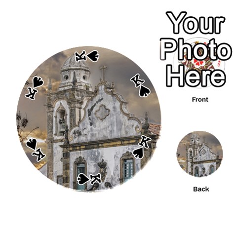 King Exterior Facade Antique Colonial Church Olinda Brazil Playing Cards 54 (Round)  from ArtsNow.com Front - SpadeK