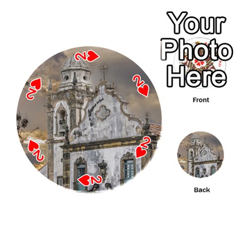 Exterior Facade Antique Colonial Church Olinda Brazil Playing Cards 54 (Round)  from ArtsNow.com Front - Heart2