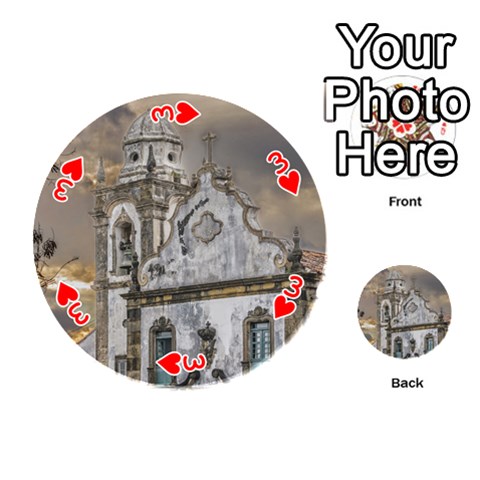 Exterior Facade Antique Colonial Church Olinda Brazil Playing Cards 54 (Round)  from ArtsNow.com Front - Heart3