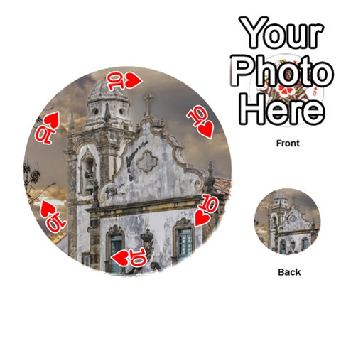 Exterior Facade Antique Colonial Church Olinda Brazil Playing Cards 54 (Round)  from ArtsNow.com Front - Heart10