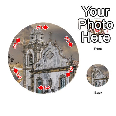 Exterior Facade Antique Colonial Church Olinda Brazil Playing Cards 54 (Round)  from ArtsNow.com Front - Diamond3