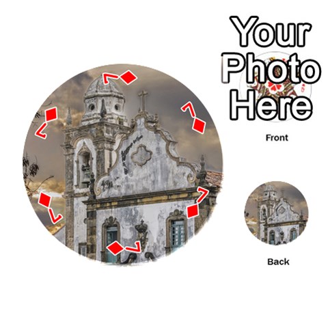 Exterior Facade Antique Colonial Church Olinda Brazil Playing Cards 54 (Round)  from ArtsNow.com Front - Diamond7