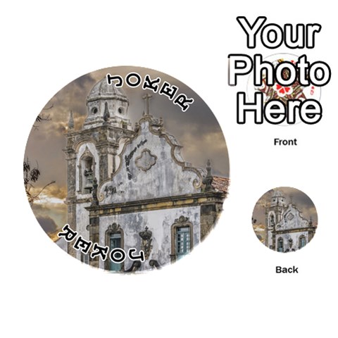 Exterior Facade Antique Colonial Church Olinda Brazil Playing Cards 54 (Round)  from ArtsNow.com Front - Joker1