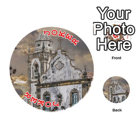 Exterior Facade Antique Colonial Church Olinda Brazil Playing Cards 54 (Round)  from ArtsNow.com Front - Joker2