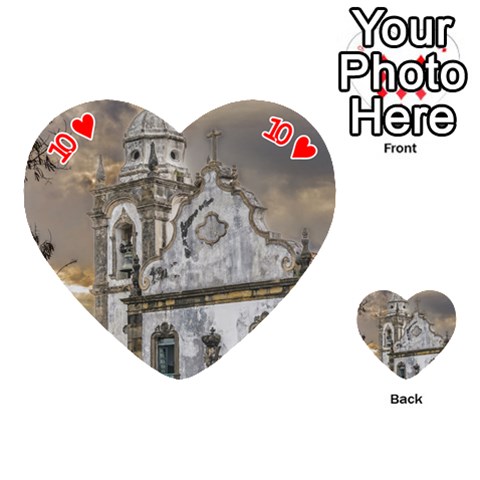 Exterior Facade Antique Colonial Church Olinda Brazil Playing Cards 54 (Heart)  from ArtsNow.com Front - Heart10