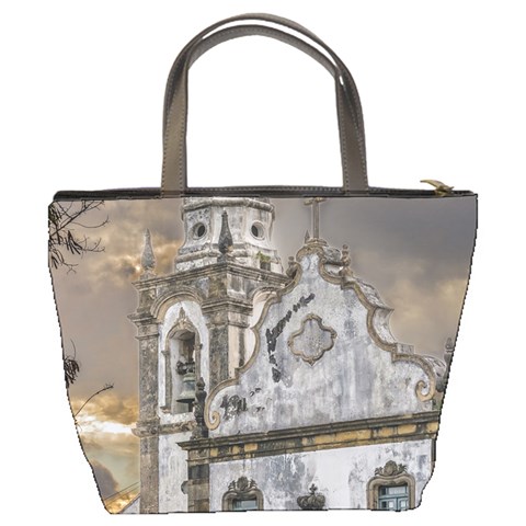 Exterior Facade Antique Colonial Church Olinda Brazil Bucket Bags from ArtsNow.com Back