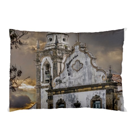 Exterior Facade Antique Colonial Church Olinda Brazil Pillow Case (Two Sides) from ArtsNow.com Back