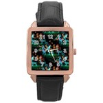 Christmas Lights Rose Gold Leather Watch 