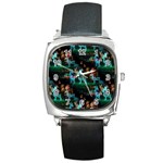 Christmas Lights Square Metal Watch