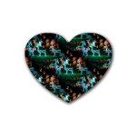 Christmas Lights Rubber Coaster (Heart)