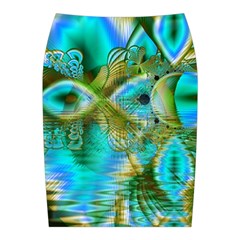 Crystal Gold Peacock, Abstract Mystical Lake Midi Wrap Pencil Skirt from ArtsNow.com Back