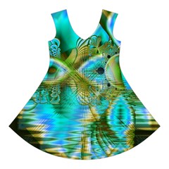 Crystal Gold Peacock, Abstract Mystical Lake Short Sleeve V Front