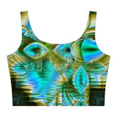 Crystal Gold Peacock, Abstract Mystical Lake Midi Sleeveless Dress from ArtsNow.com Top Front