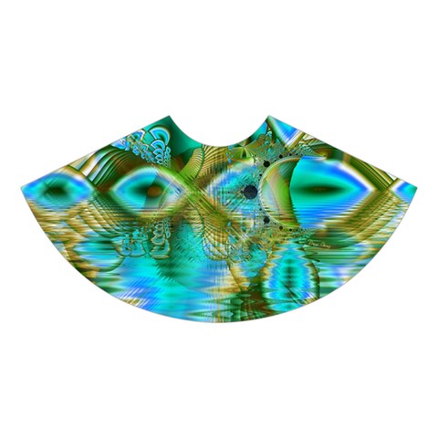 Crystal Gold Peacock, Abstract Mystical Lake Midi Sleeveless Dress from ArtsNow.com Skirt Front