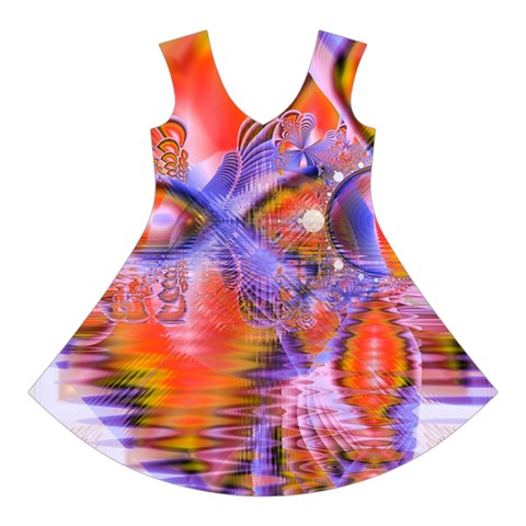 Crystal Star Dance, Abstract Purple Orange Short Sleeve V Front