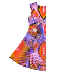 Crystal Star Dance, Abstract Purple Orange Short Sleeve V Back Left