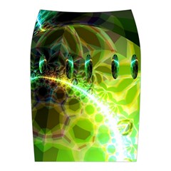 Dawn Of Time, Abstract Lime & Gold Emerge Midi Wrap Pencil Skirt from ArtsNow.com Back