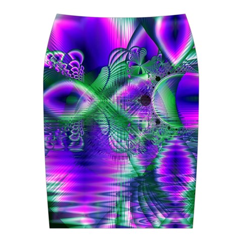 Evening Crystal Primrose, Abstract Night Flowers Midi Wrap Pencil Skirt from ArtsNow.com Back