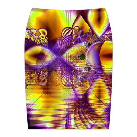 Golden Violet Crystal Palace, Abstract Cosmic Explosion Midi Wrap Pencil Skirt from ArtsNow.com Back