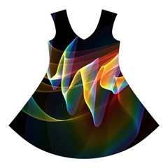 Northern Lights, Abstract Rainbow Aurora Short Sleeve V Front