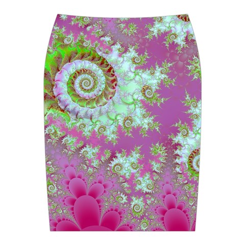 Raspberry Lime Surprise, Abstract Sea Garden  Midi Wrap Pencil Skirt from ArtsNow.com Back