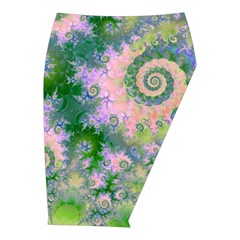 Rose Apple Green Dreams, Abstract Water Garden Midi Wrap Pencil Skirt from ArtsNow.com  Front Right 