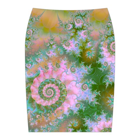 Rose Forest Green, Abstract Swirl Dance Midi Wrap Pencil Skirt from ArtsNow.com Back