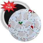 christmas  Manatee 3  Magnet (10 pack)