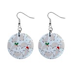 christmas  Manatee 1  Button Earrings