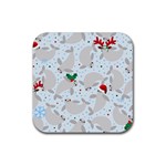 christmas  Manatee Rubber Coaster (Square)