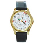 christmas  Manatee Round Gold Metal Watch