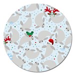 christmas  Manatee Magnet 5  (Round)