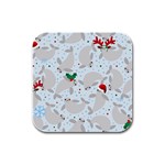 christmas  Manatee Rubber Square Coaster (4 pack)