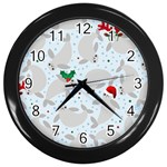 christmas  Manatee Wall Clock (Black)