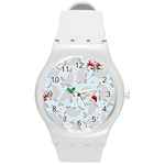 christmas  Manatee Round Plastic Sport Watch (M)