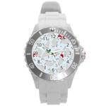 christmas  Manatee Round Plastic Sport Watch (L)