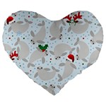 christmas  Manatee Large 19  Premium Heart Shape Cushion