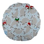 christmas  Manatee Large 18  Premium Flano Round Cushion 