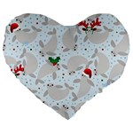 christmas  Manatee Large 19  Premium Flano Heart Shape Cushion