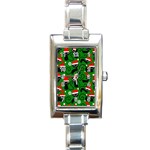 Christmas Santa Cats Rectangle Italian Charm Watch