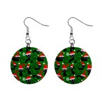 Christmas Santa Cats 1  Button Earrings