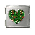 Christmas Santa Cats Mega Link Heart Italian Charm (18mm)